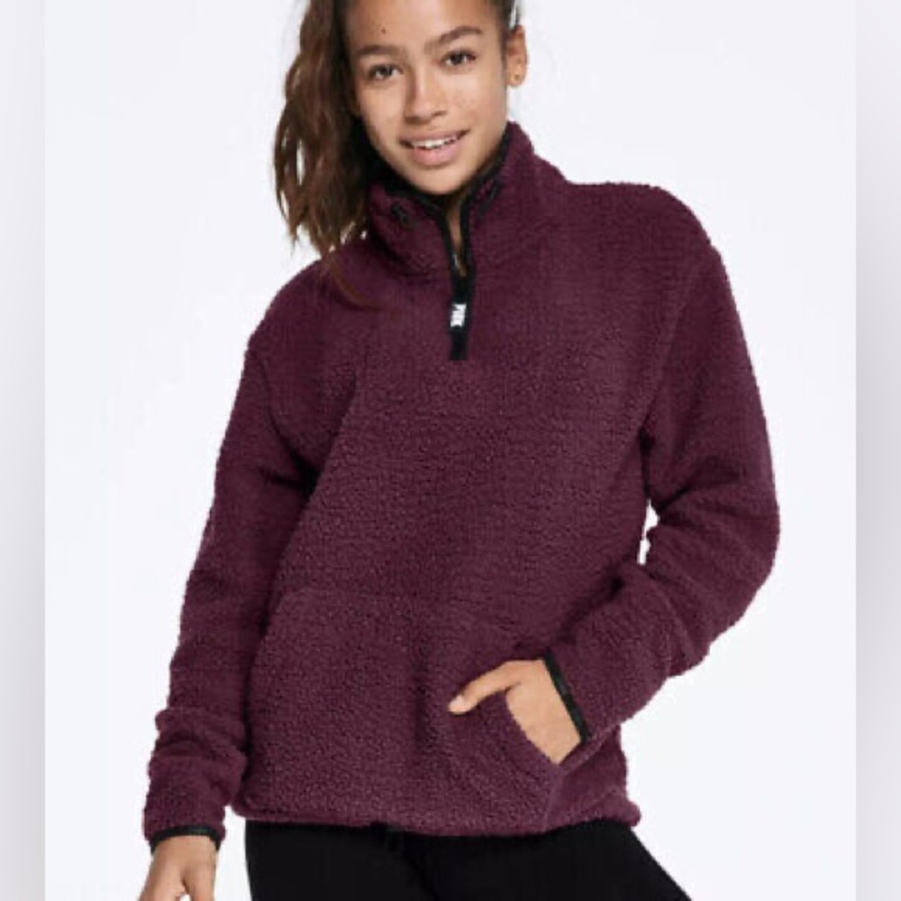 EUC Victoria’s Secret Pink Sherpa QuarterZip Hoodie
